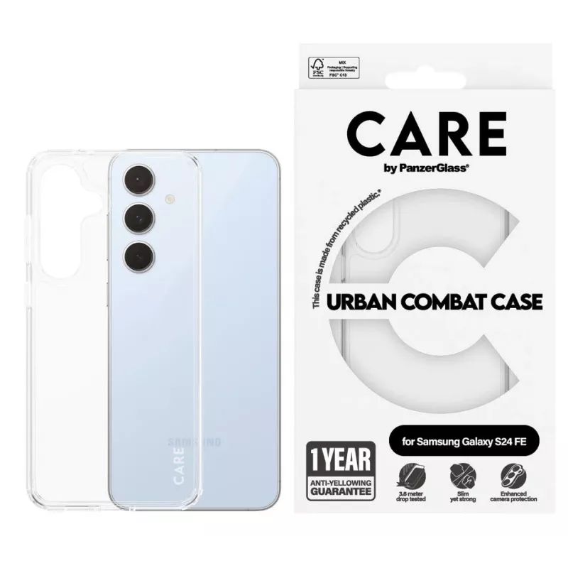 PanzerGlass CARE Flagship Urban Combat -suojakotelo Samsung Galaxy S24 FE -puhelimelle, kirkas, 1466