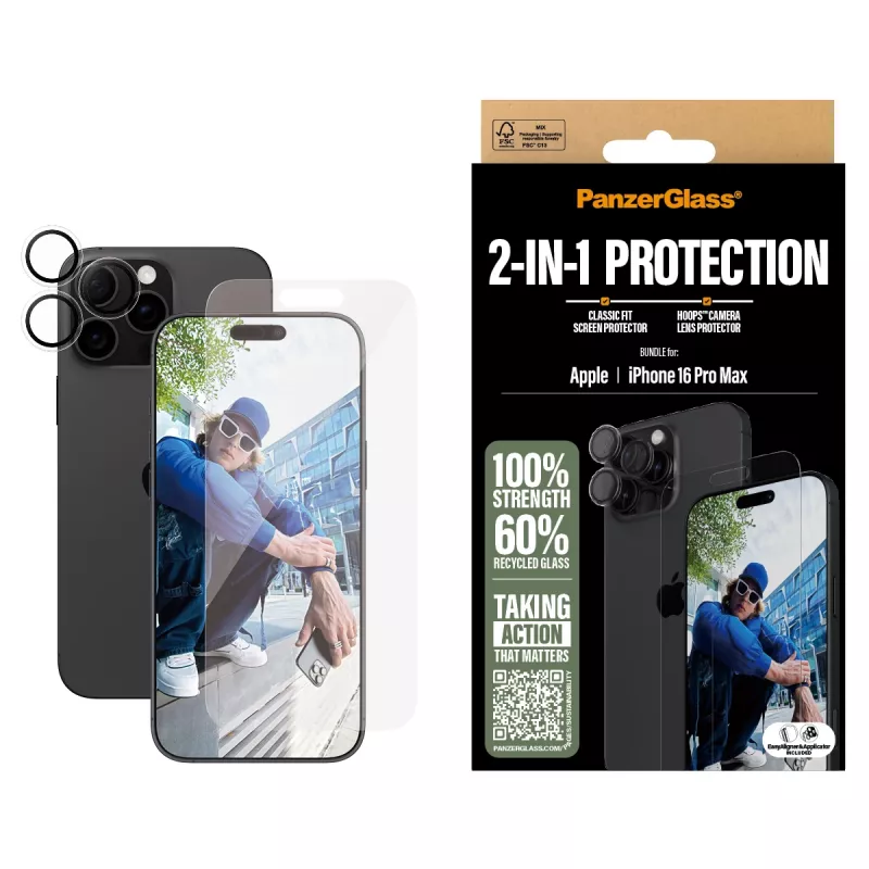 PanzerGlass 2-in-1 -paketti iPhone 16 Pro Max B2876+1286