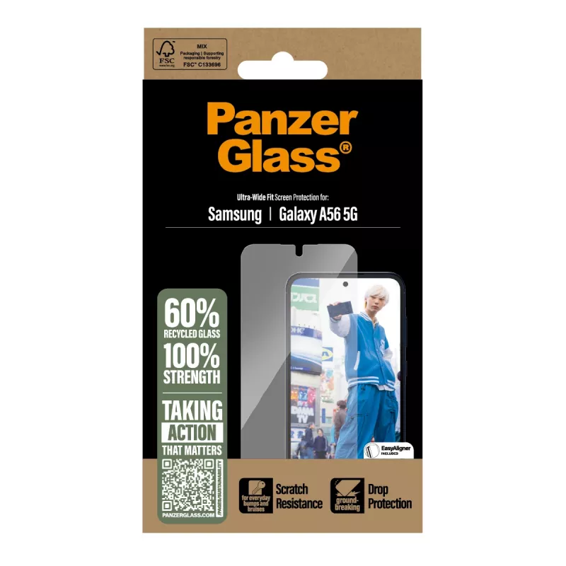PanzerGlass® näytönsuoja Samsung Galaxy A56 5G | Ultra-Wide Fit EasyAlignerilla