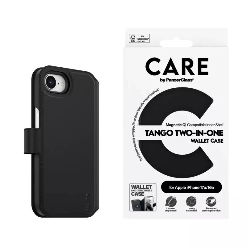 PanzerGlass CARE™ by ® Tango 2-in-1 -lompakkokotelo, Qi-yhteensopiva, iPhone 17e | 16e