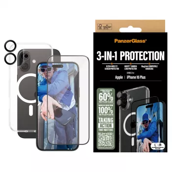 PanzerGlass ® 3-in-1 Protection -paketti iPhone 16 Plus