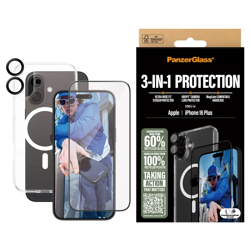 PanzerGlass ® 3-in-1 Protection -paketti iPhone 16 Plus