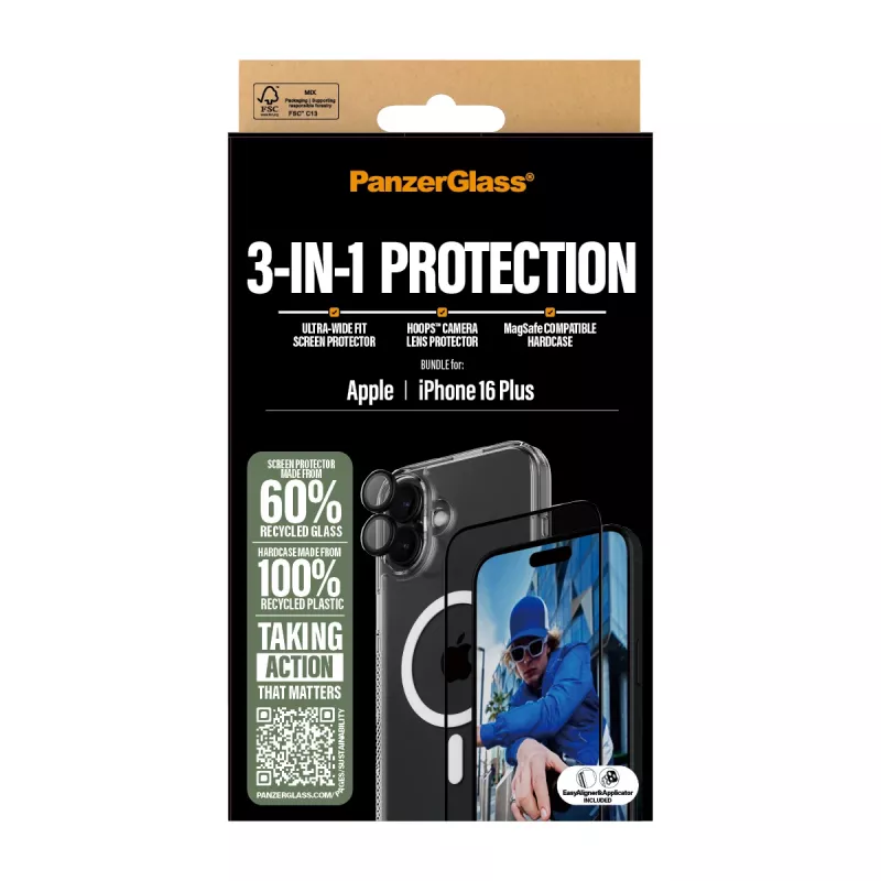 PanzerGlass ® 3-in-1 Protection -paketti iPhone 16 Plus