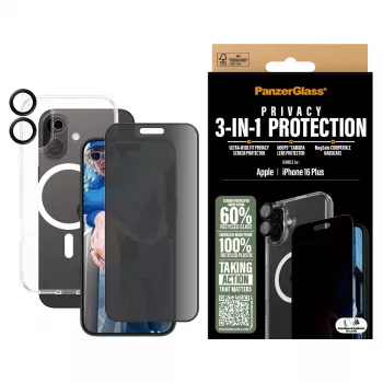 PanzerGlass ® 3-in-1 Privacy Protection -suojapakkaus iPhone 16 Plus