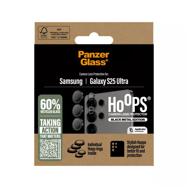 PanzerGlass ® Hoops® kameran linssinsuoja musta Samsung Galaxy S25 Ultra