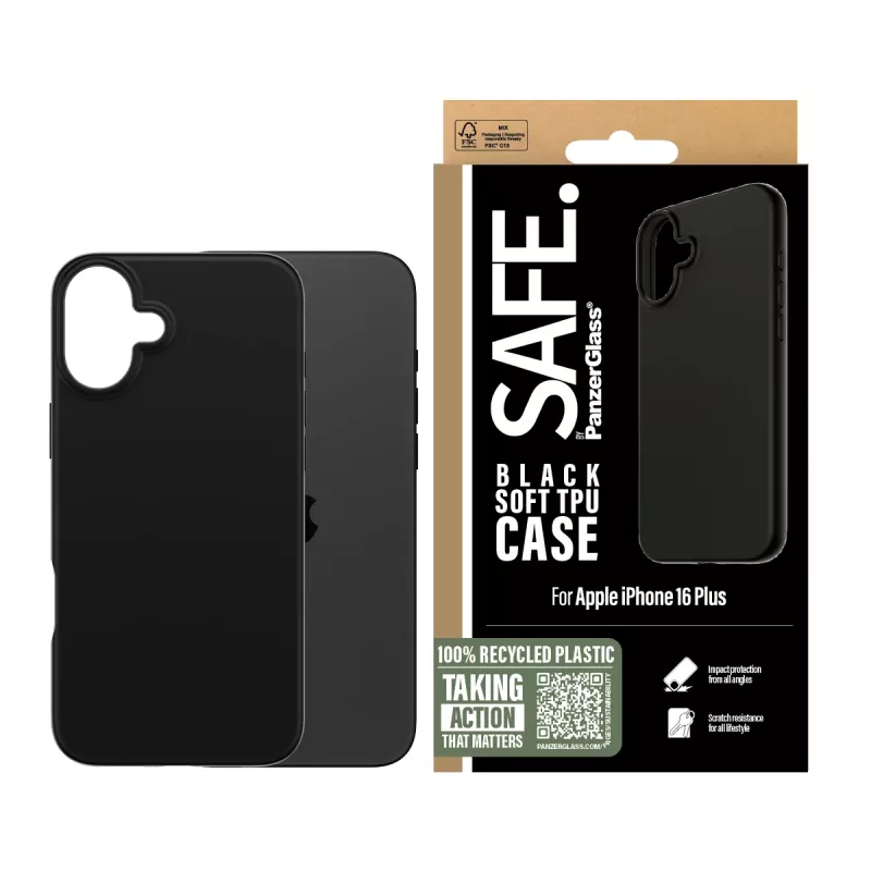 PanzerGlass SAFE. by ® TPU-kotelo musta iPhone 16 Plus