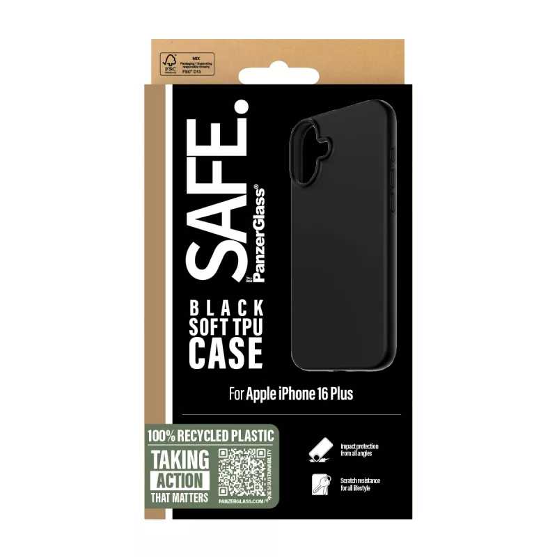 PanzerGlass SAFE. by ® TPU-kotelo musta iPhone 16 Plus