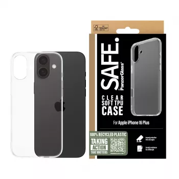 PanzerGlass SAFE. by ® TPU-kotelo läpinäkyvä iPhone 16 Plus, kotelo, Apple, Apple - iPhone 16 Plus, läpinäkyvä