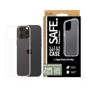 PanzerGlass SAFE. by ® TPU-kotelo läpinäkyvä iPhone 16 Pro Max
