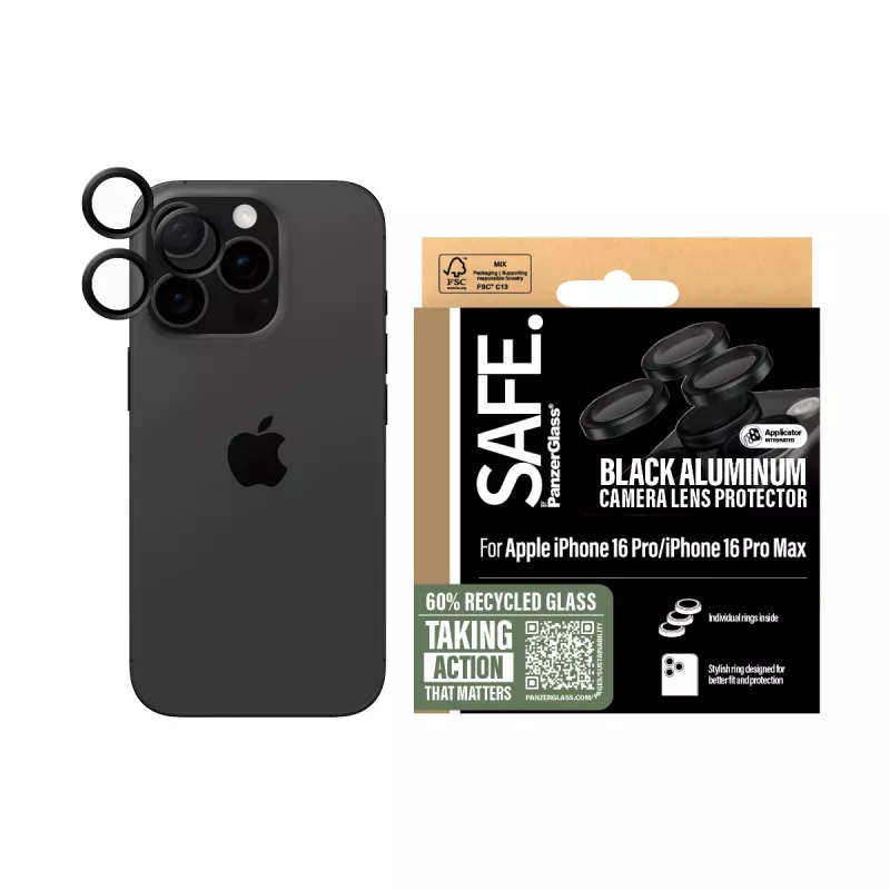 PanzerGlass SAFE. by ® kameran linssinsuoja musta iPhone iPhone 16 Pro | 16 Pro Max