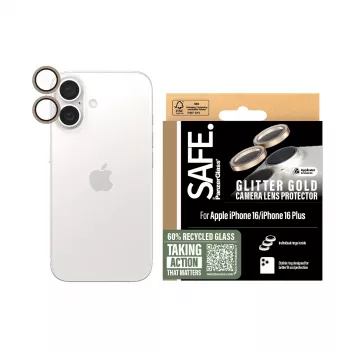PanzerGlass SAFE. by ® kameran linssinsuoja Glitter Gold iPhone 16 | 16 Plus