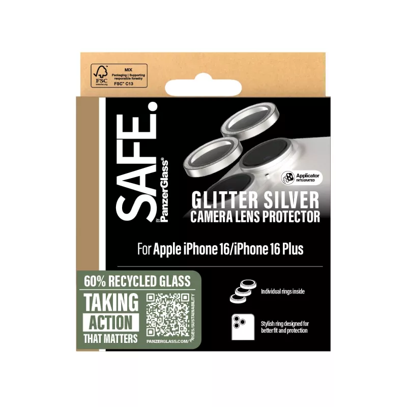 Kameran linssinsuoja PanzerGlass SAFE. by Glitter Silver iPhone '24 6,1