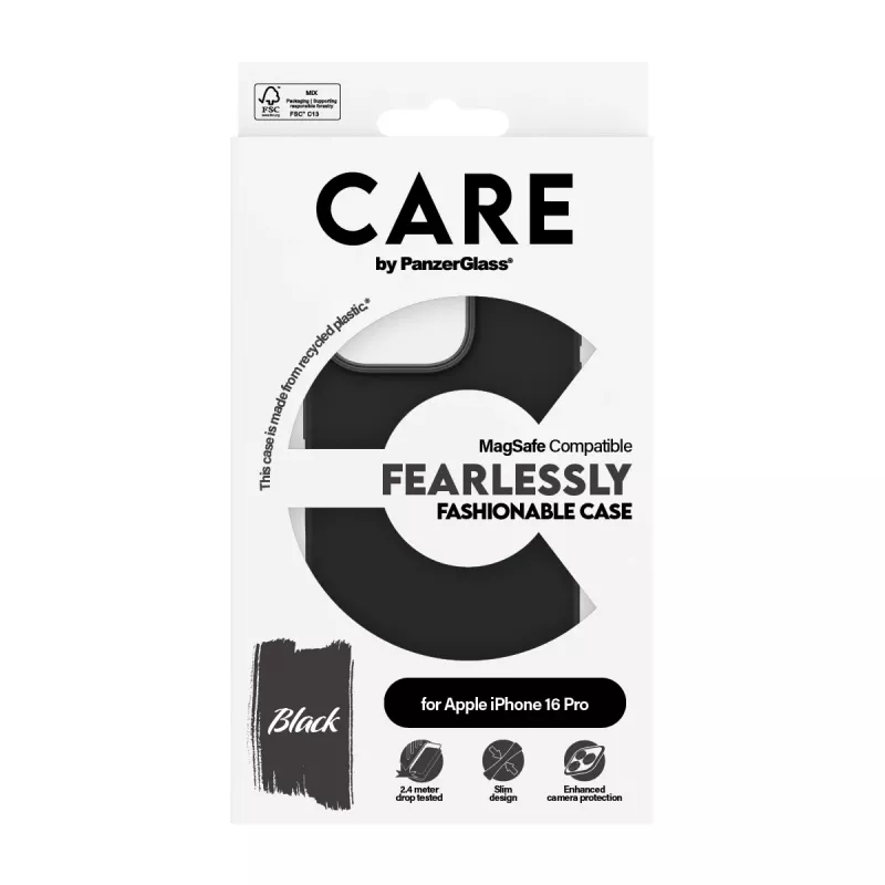 PanzerGlass CARE™ by ® -kotelo musta MagSafe-yhteensopivuudella iPhone 16 Pro