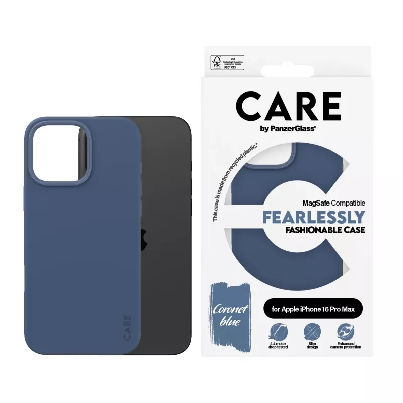 PanzerGlass CARE Fashionable suojakuori iPhone 16 Pro Max 6,9 tuumaa, MagSafe, sininen