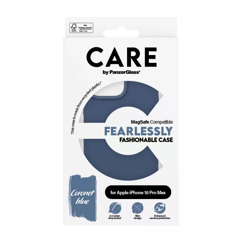 PanzerGlass CARE Fashionable suojakuori iPhone 16 Pro Max 6,9 tuumaa, MagSafe, sininen