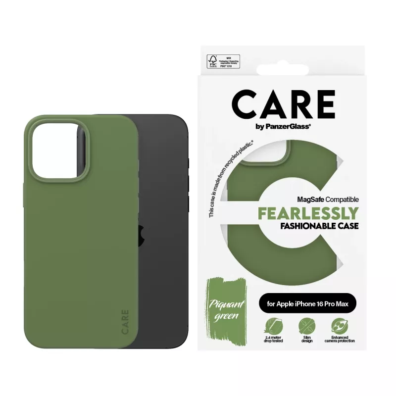 PanzerGlass CARE™ by ® -kotelo vihreä MagSafe-yhteensopivuudella iPhone 16 Pro Max