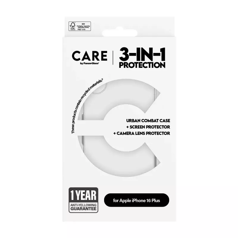 PanzerGlass ® | CARE by ® Flagship 3-in-1-paketti iPhone 16 Plus