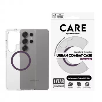 PanzerGlass CARE™ by ® Urban Combat kuori läpinäkyvä luumunvioletti Qi-yhteensopiva Samsung Galaxy S25 Ultra