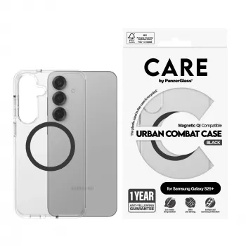 PanzerGlass CARE™ by ® Urban Combat kuori läpinäkyvä musta Qi-yhteensopiva Samsung Galaxy S25+