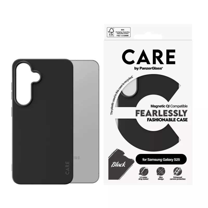 PanzerGlass CARE™ by ® kuori musta Qi-yhteensopiva Samsung Galaxy S25
