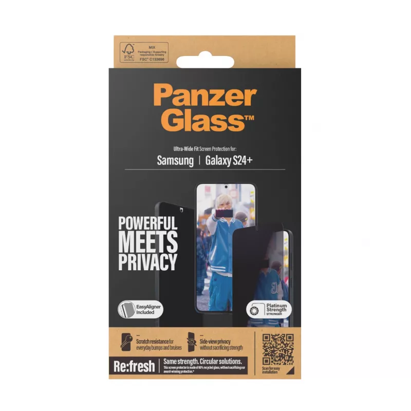 PanzerGlass ® tietosuojanäytönsuoja Samsung Galaxy S24+ | Ultra-Wide Fit EasyAligner-telineellä