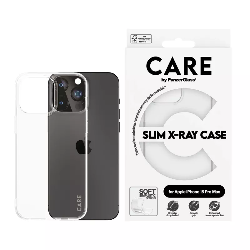 PanzerGlass CARE™ by ® X-Ray kuori iPhone 15 Pro Max, kuori, Apple, Apple - iPhone 15 Pro Max, läpinäkyvä