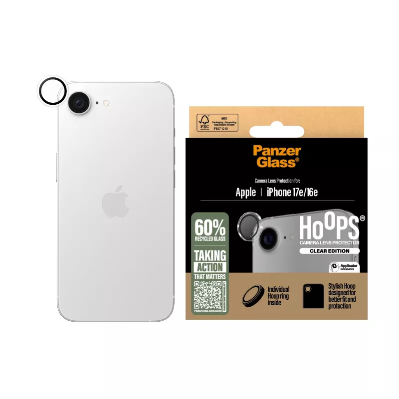 PanzerGlass ® Hoops® -kameran linssinsuoja läpinäkyvä iPhone 17e | 16e