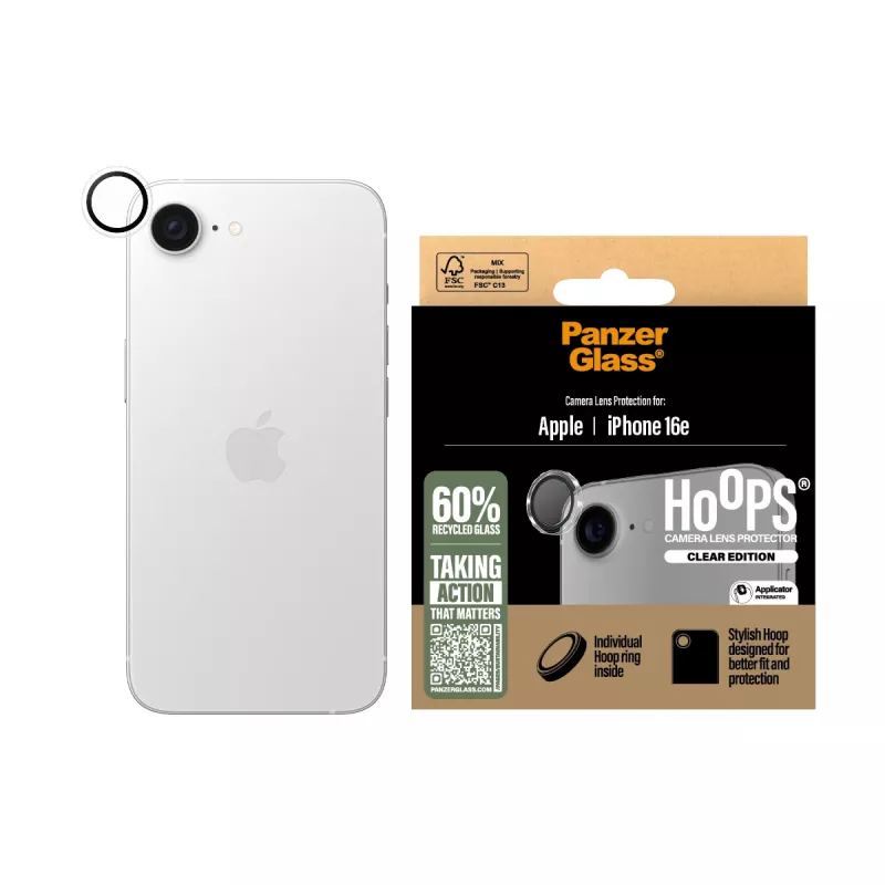 PanzerGlass ® Hoops® -kameran linssinsuoja läpinäkyvä iPhone 17e | 16e