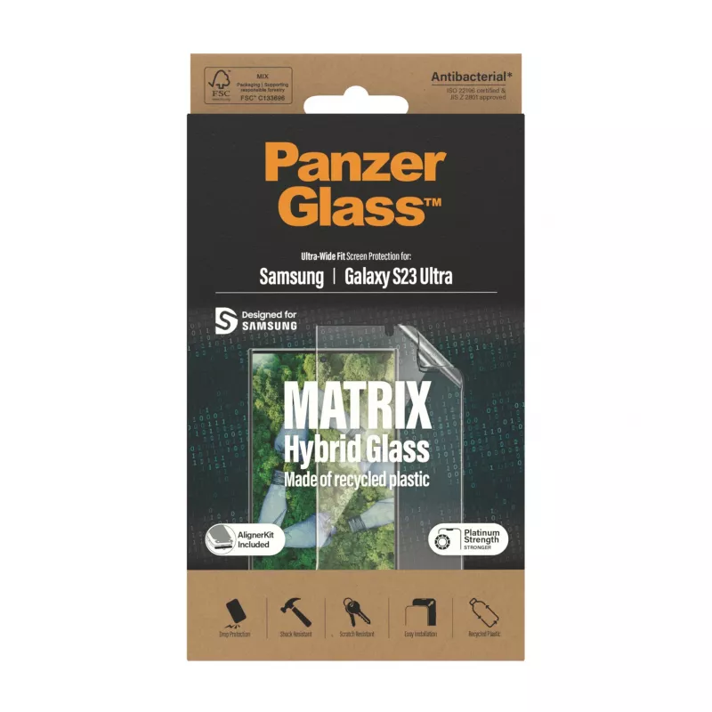 PanzerGlass ® ECO MATRIX -näytönsuoja Samsung Galaxy S23 Ultra | Ultra-Wide Fit AlignerKit-telineellä