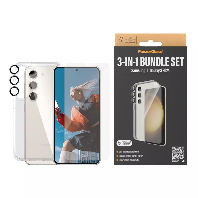PanzerGlass ® 3-in-1 Bundle Samsung Galaxy S24 | Ultra-Wide Fit EasyAlignerilla