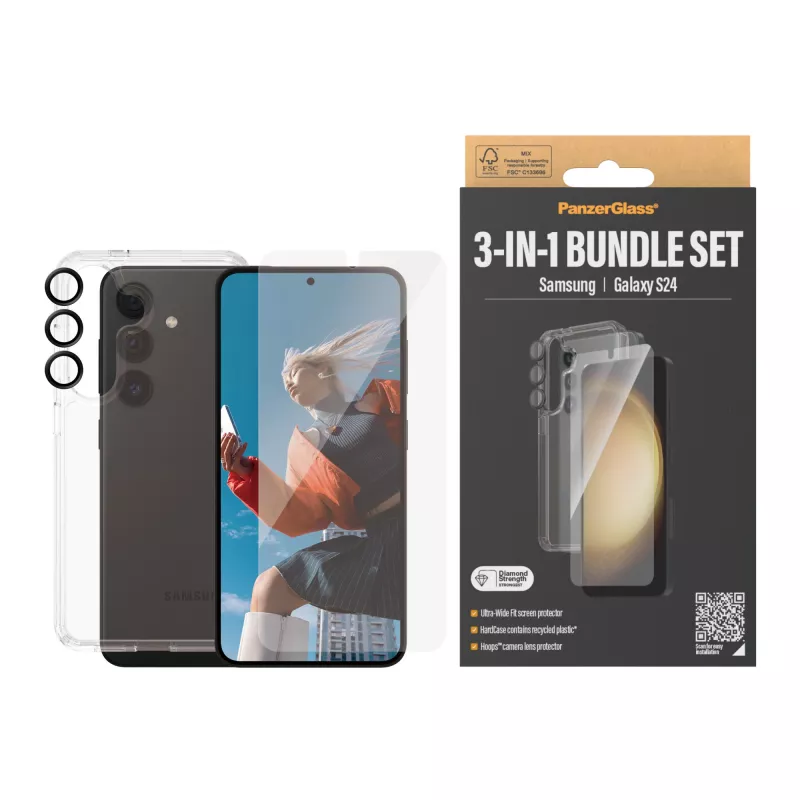 PanzerGlass ® 3-in-1 Bundle Samsung Galaxy S24 | Ultra-Wide Fit EasyAlignerilla