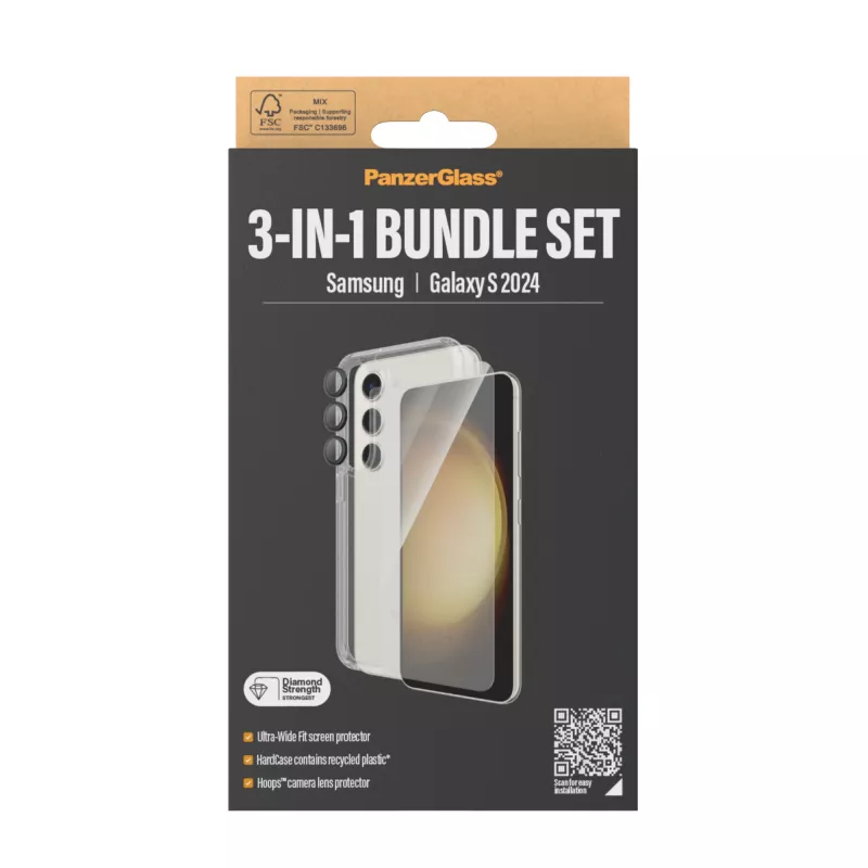 PanzerGlass ® 3-in-1 Bundle Samsung Galaxy S24 | Ultra-Wide Fit EasyAlignerilla