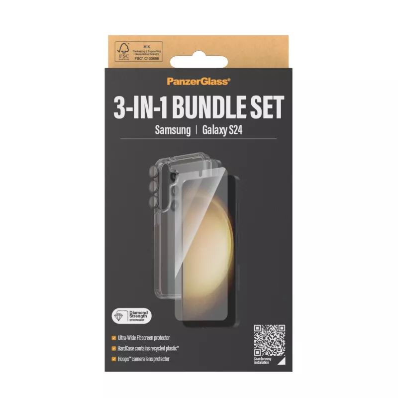 PanzerGlass ® 3-in-1 Bundle Samsung Galaxy S24 | Ultra-Wide Fit EasyAlignerilla