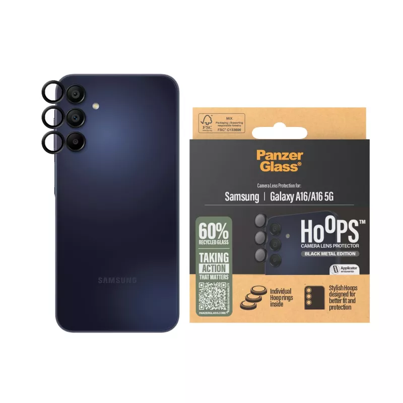 PanzerGlass ® Hoops® kameran linssinsuoja musta Samsung Galaxy A16 | A16 5G