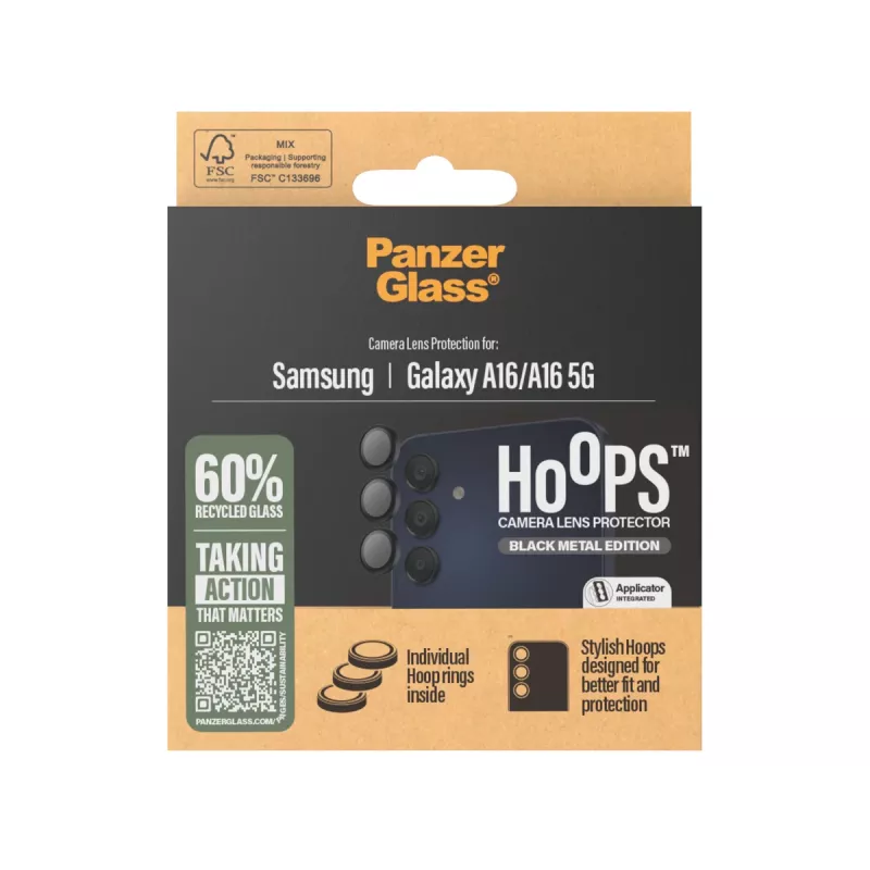 PanzerGlass ® Hoops® kameran linssinsuoja musta Samsung Galaxy A16 | A16 5G