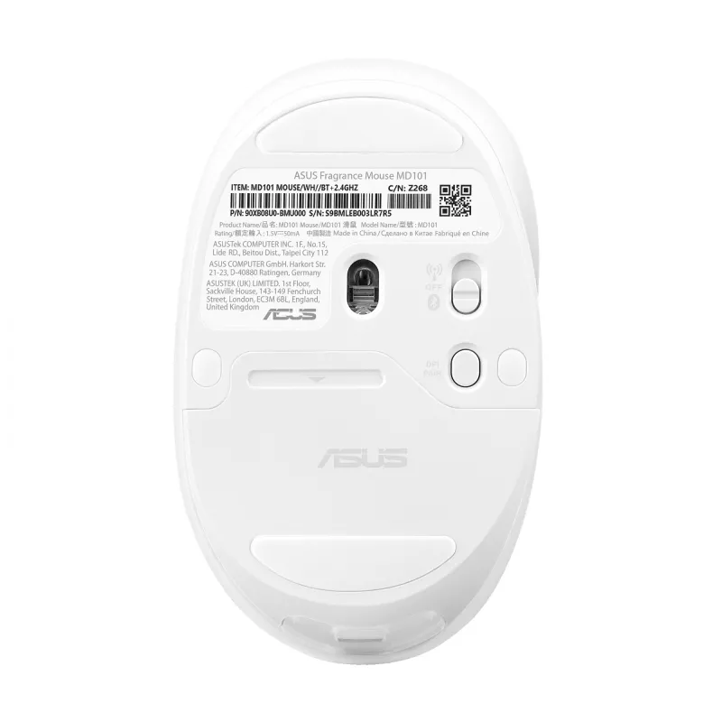 ASUS Fragrance MD101 hiiri Home molempikätinen RF langaton + Bluetooth optinen 2400 DPI