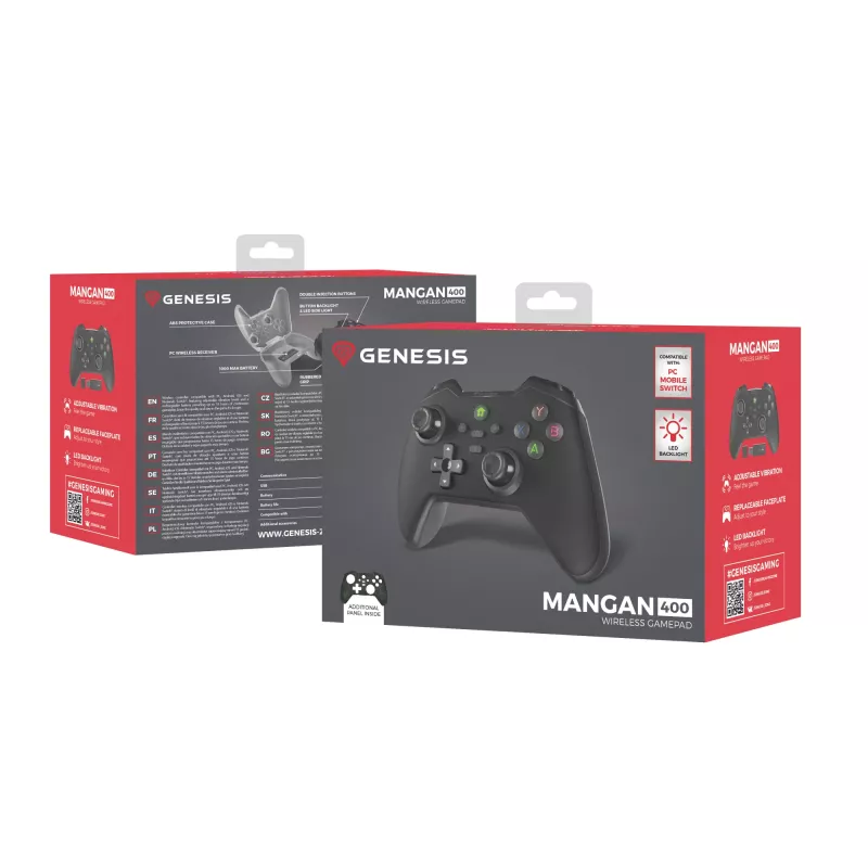GENESIS Mangan 400 musta Bluetooth-peliohjain analoginen / digitaalinen Android, MAC, Nintendo Switch, PC, iOS