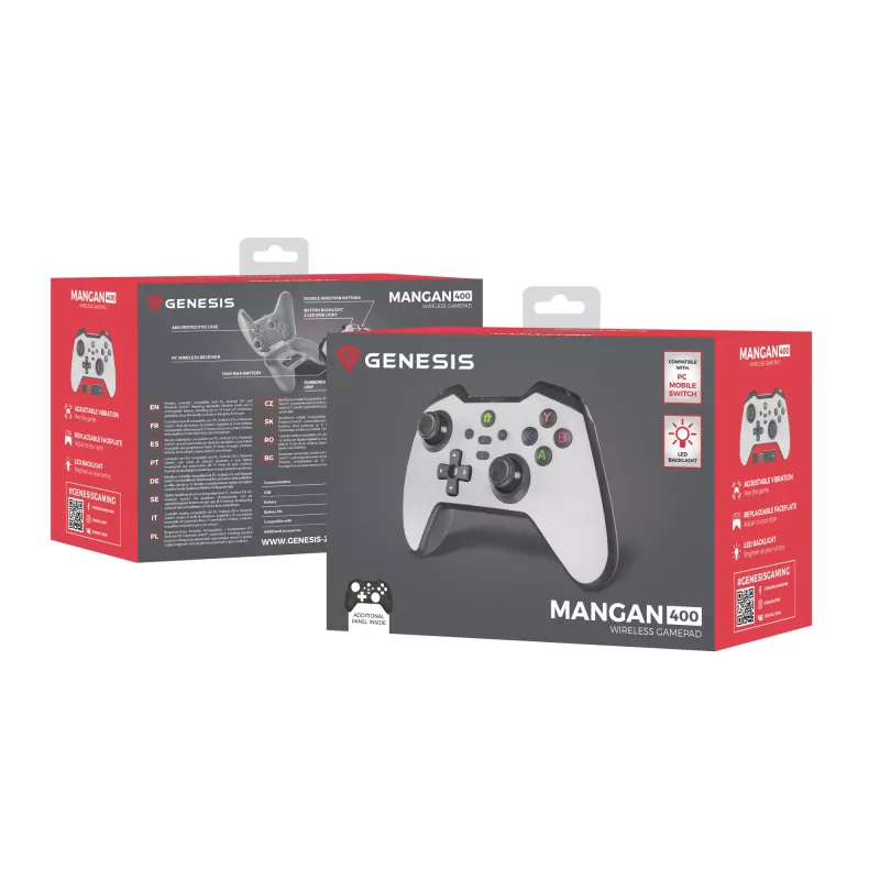 GENESIS Mangan 400 valkoinen Bluetooth-peliohjain analoginen / digitaalinen Android, MAC, Nintendo Switch, PC, iOS