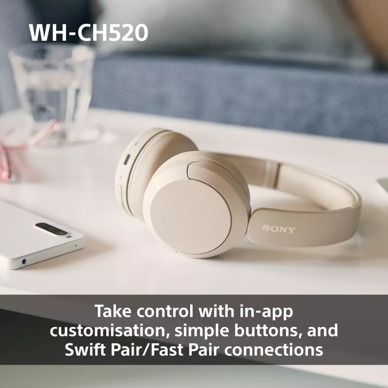 Sony WHCH520Y.CE7, langaton, puhelut/musiikki, 20 - 20000 Hz, 147 g, headset, keltainen