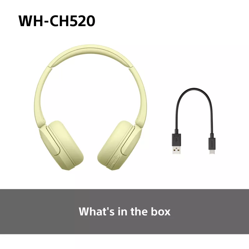 Sony WHCH520Y.CE7, langaton, puhelut/musiikki, 20 - 20000 Hz, 147 g, headset, keltainen