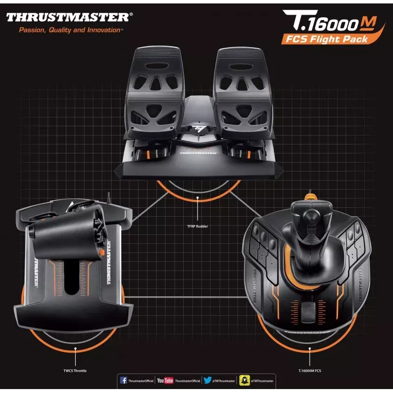 Thrustmaster T-16000M FCS Flight Pack musta USB-joystick analoginen / digitaalinen MAC, PC