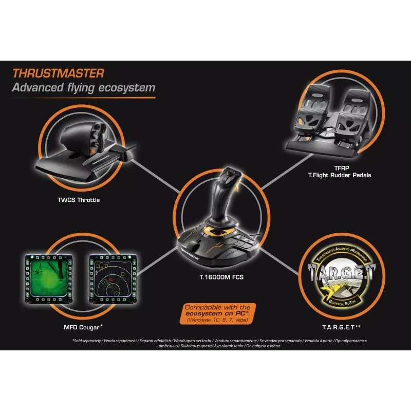 Thrustmaster T-16000M FCS Flight Pack musta USB-joystick analoginen / digitaalinen MAC, PC