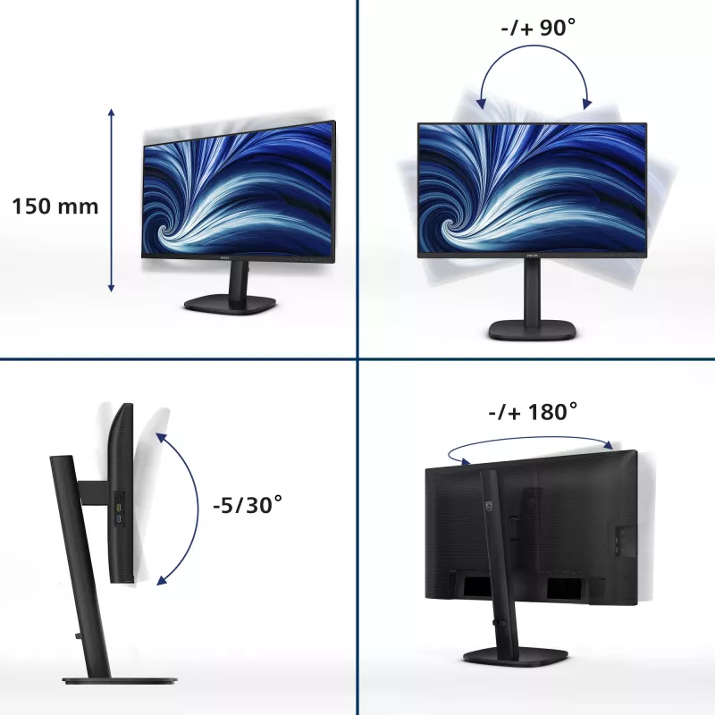 Philips 3000 series 24B2U3301/00 -tietokonenäyttö 60,5 cm (23,8 inch) 1920 x 1080 pikseliä Full HD LCD musta