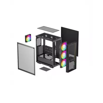 PC-kotelo DeepCool MATREXX 55 MESH V4 C Midi Tower musta — ATX, karkaistu lasi, etumaski, USB-C
