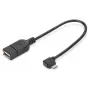 DIGITUS USB 2.0 -adapterikaapeli, OTG, Type Micro B - A M/F, 15 cm, USB 2.0 -yhteensopiva, kulmikas, musta