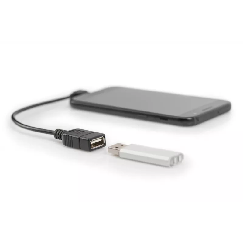 DIGITUS USB 2.0 -adapterikaapeli, OTG, Type Micro B - A M/F, 15 cm, USB 2.0 -yhteensopiva, kulmikas, musta