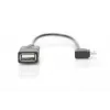 DIGITUS USB 2.0 -adapterikaapeli, OTG, Type Micro B - A M/F, 15 cm, USB 2.0 -yhteensopiva, kulmikas, musta