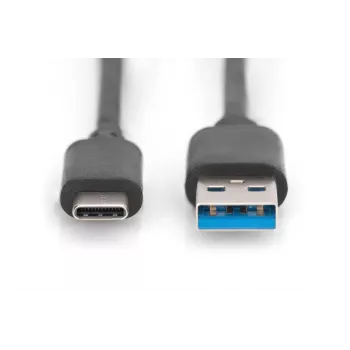 DIGITUS USB Type-C liitäntäkaapeli, Type C - A M/M, 1m SuperSpeed musta