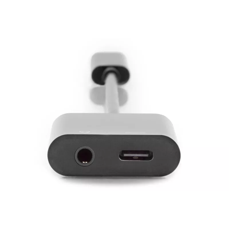 DIGITUS USB Type-C jakokaapeli, tyyppi C – 3,5 mm + tyyppi C M/F/F, 20 cm musta