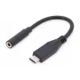 DIGITUS USB Type-C audi sovitinkaapeli, Type-C - 3,5 mm M/F, 20 cm, audio-tulo/lähtö, versio 3.1, CE, musta